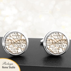 Kaart van manchetknopen Athene GA handgemaakte Cuff Links VS stadstaat Maps Georgië Groomsmen bruiloft partij vaders vaders mannen