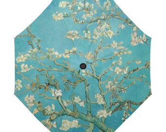 Rain Umbrella / Famous Artists Van Gogh / Almond Blossoms / Anti UV Automatic Premium Umbrella / Outside or Underside Printing