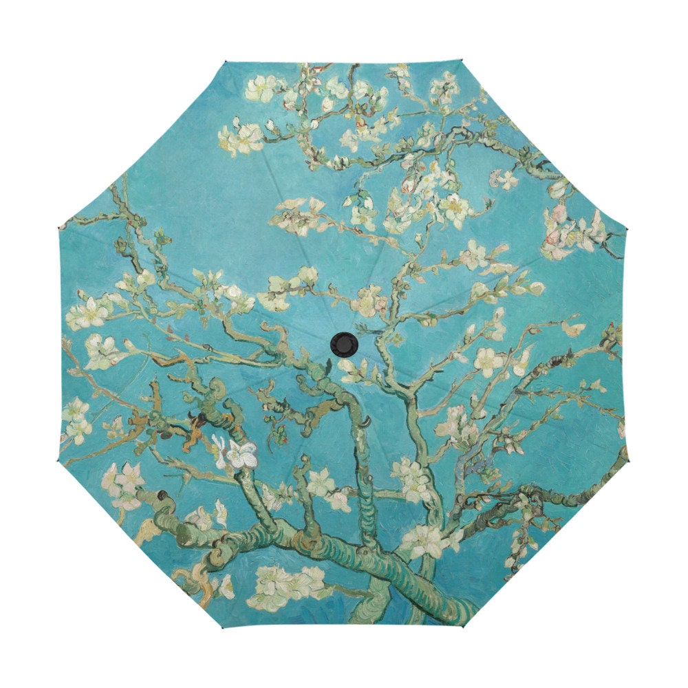 MRMIAN Red Cherry Blossom Flower Vintage Folding Umbrella for Rain Sun  Travel Mini Lightweight Compact Umbrellas