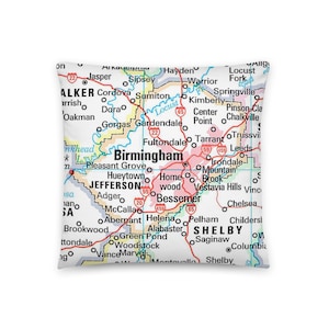 Birmingham Alabama Kissen / Bundesstaat AL / USA Städte und Gemeinden / Neues Zuhause Geschenk / Dekorateur Kissen / Wohnkultur / Inklusive Einsatz