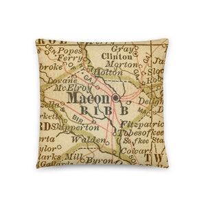 Georgia Map Pillow / Macon GA Throw Pillow / State City Maps Home Decor / Custom Map Pillows / Housewarming / New Home / Wedding Gifts