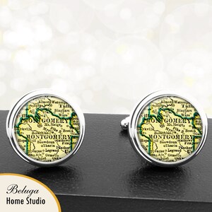 Manschettenknopf Montgomery AL handgemachte Cuff Links Stadtstaat ordnet Alabama Groomsmen Hochzeit Partei Väter Väter Männer