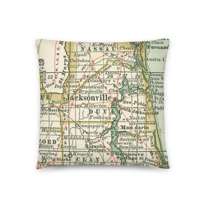 Florida Map Pillow / Jacksonville FL Throw Pillow / State City Maps Home Decor / Custom Map Pillows / Housewarming  New Home  Wedding