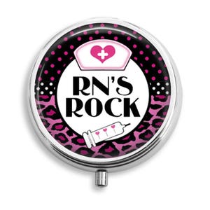 Pill Box Pill Case RNs Rock Nurse Theme Pill Holder Pill Container Trinket Box Vitamin Holder Medicine Box Mint Tin
