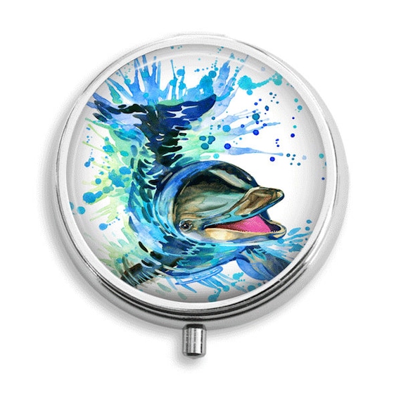 watercolor dolphin illustration pill