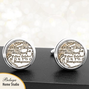 Cufflinks Blacksburg VA Handmade Cufflinks City Maps Virginia Groomsmen Wedding Party Fathers Dads Men