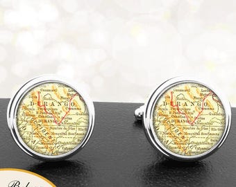 Map Cufflinks Durango Mexico Handmade Cuff Links Mexican City Maps Groomsmen Weddings Fathers Dads