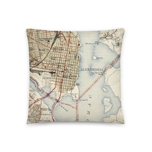 Alexandria VA Landkartenkissen / Virginia Topography Landkartenkissen / Wohndeko / Neues Haus Geschenk / Deko-Kissen
