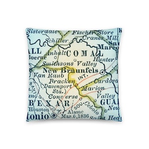 Texas Karte Kissen / neue Braunfels TX werfen Kissen / State City Maps Home Decor / Benutzerdefinierte Karte Kissen / Housewarming / neue Heimat / Hochzeitsgeschenke