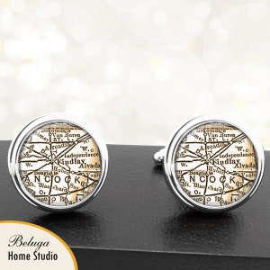 Kaart van manchetknopen Findlay Ohio handgemaakte Cuff Links stadstaat Maps OH Groomsmen bruiloft partij vaders vaders mannen