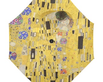 Rain Umbrella / Famous Artists Gustav Klimt / The Kiss / Anti UV Automatic Premium Umbrella with Outside or Underside Printing