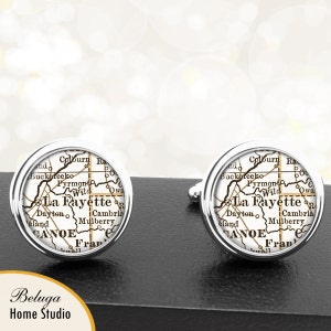 Kaart van manchetknopen des Champs-Elysées IN handgemaakte Cuff Links stadstaat Maps Indiana Groomsmen bruiloft partij vaders vaders mannen