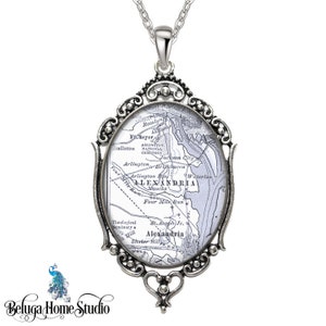 Virginia Map Necklace / Oval Filigree Pendant / City of Alexandria VA  /  Custom Map Pendant / Map Jewelry Gifts / Choose Your City/Town