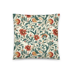 William Morris Pillow Classic Abstract Floral Design Cream Background / Throw Pillow / Sofa or Chair Accent / Home Decor / Insert Included
