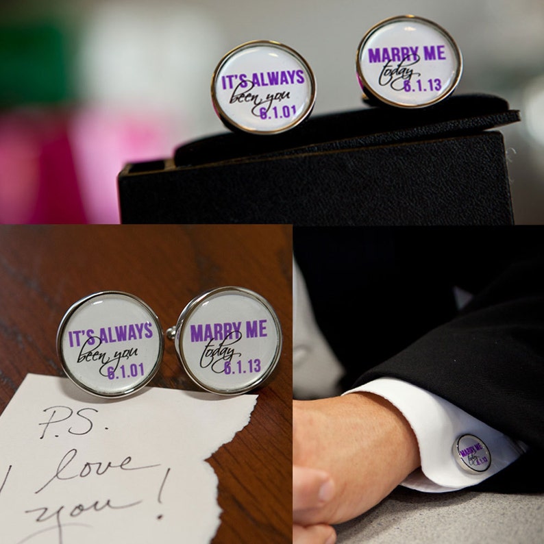 Personalized Cufflinks Today A Groom Handmade Cuff Links for Grooms Wedding Men Son Gift From Mom And Dad / Gift From Parents To Son image 6