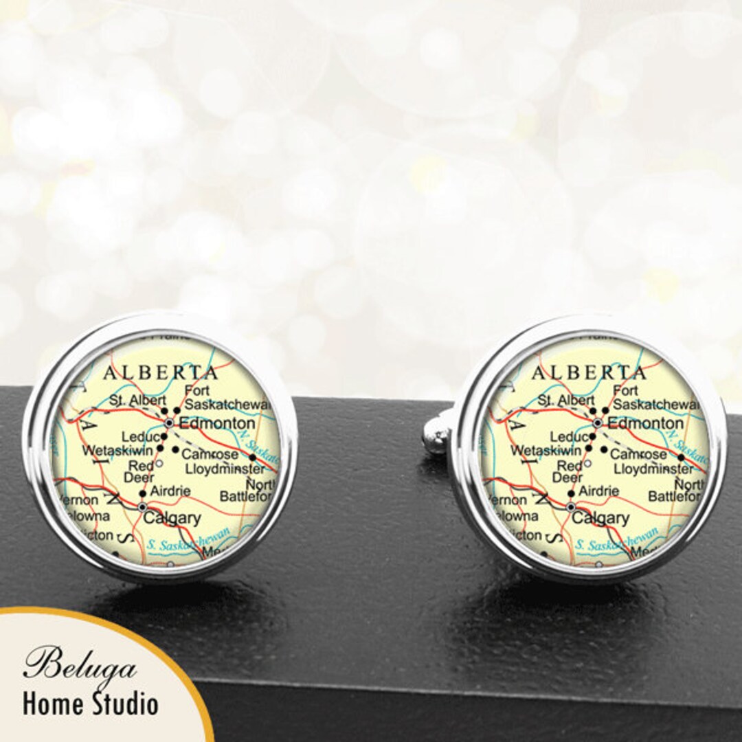 Map Cufflinks Edmonton Canada Maps Handmade Cufflinks Etsy
