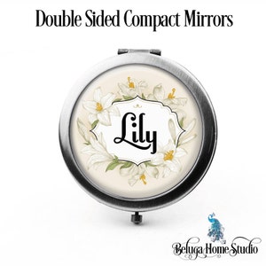 Compact Mirror Vintage Royal Lilies Floral Wreath The Lily Bridesmaid Gifts Cosmetic Mirror Personalized Gifts Birthdays Weddings