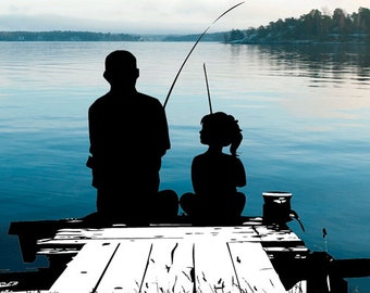 Personalized Metal Print / Father Daughter Fishing on the Dock / Inside or  Outside / Wall Art Print Fathers Day Dad Gifts / Choose Size