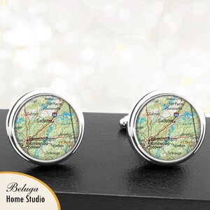 Manschettenknopf Gadsen Birmingham AL handgemachte Cuff Links Stadtstaat ordnet Alabama Groomsmen Hochzeit Partei Väter Väter Männer