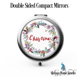 Custom Compact Mirror Fantasque Boho Fleurs Couronne De Christina Demoiselle d’honneur Cadeaux Cosmétique Miroir Cadeaux personnalisés