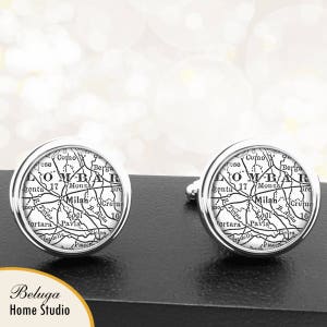 Kaart van manchetknopen Milaan Italië handgemaakte Cuff Links Italiaanse stad Vintage Maps Europa landen steden steden Groomsmen bruiloften vaders vaders