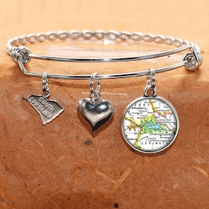South Carolina Map Bracelet / Lake Murray SC / Map Charm Bracelet / Vintage Map Jewelry / Map Gifts /  Bridesmaid Birthday Graduation