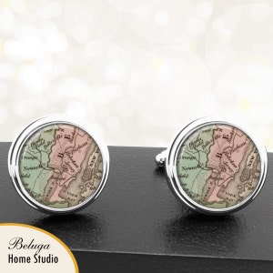 Kaart van manchetknopen New Jersey Hoboken handgemaakte Cuff Links VS stadstaat Maps NJ Garden State Groomsmen bruiloft vaders vader mannen
