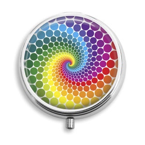 Pill Box Pill Case Rainbow Swirl Pattern Pink Brown Pill Holder Pill Container Trinket Box PillBox Vitamin Holder Medicine Box Mint Tin