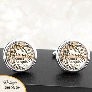 Map Cufflinks Colorado Littleton CO Maps Handmade Cufflinks State of Colorado Antique Map USA City Groomsmen Wedding Party Fathers Dads Men