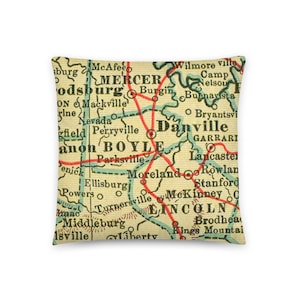 Danville Kentucky Karte Kissen / Städte städte in USA Karte Kissen / Boyle County KY / Wohnkultur Geschenke / Insert inklusive