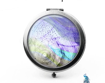 Compact Mirror Purple Nautilus Pocket Mirror Cosmetic Mirror  Purse Mirror Bridesmaid Gifts