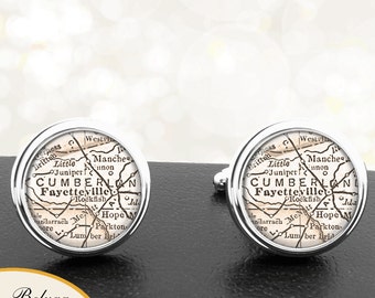 Cufflinks Fayetteville North Carolina handgemachte Cuff Links Stadtstaat ordnet NC Groomsmen Hochzeit Partei Väter Väter Männer