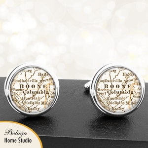 Cufflink Columbia MO handgemaakte Cuff Links stadstaat kaarten Missouri Groomsmen bruiloft partij vaders vaders mannen