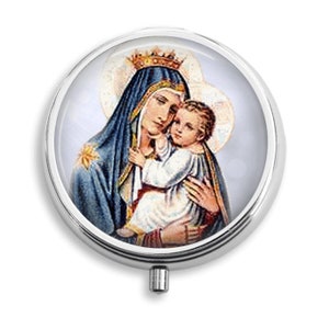 Jungfrau Maria und Kind Baby Jesus Pille Box Pille Fall Halter Pille Behälter Trinket Box PillBox Vitamin Halter Christian religiöse katholisch
