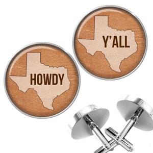 Manchet Verwijzigingen Howdy Y'All staat Maps Texas Manchetknopen voor bruiloften verjaardagen speciale gelegenheden Grooms Groomsmen