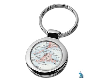 Map Keychain Marthas Vineyard Massachusetts Key Ring Fob