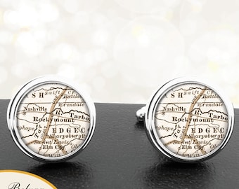 Manschettenknöpfe Rocky Mount North Carolina handgemachte Cuff Links Stadtstaat ordnet NC Groomsmen Hochzeit Partei Väter Väter Männer