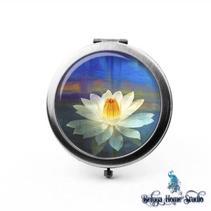 Compact Mirror Dreamy Lotus Pocket Mirror Cosmetic Mirror  Purse Mirror Bridesmaid Gifts