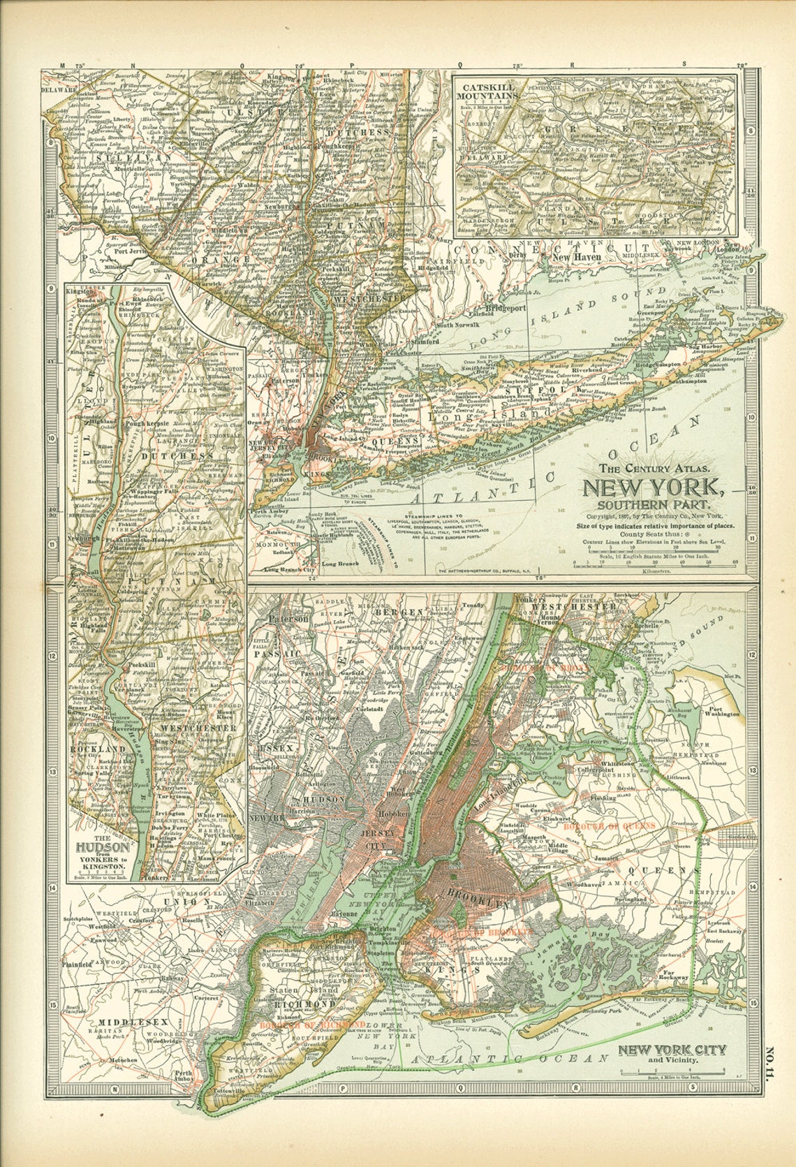 Sayville Long Island NY / Antique Map Keychain State New York Etsy
