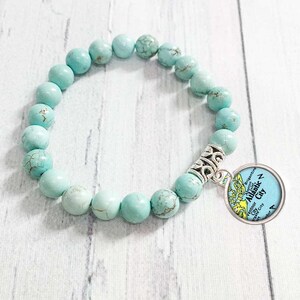 Atlantic City New Jersey / Beaded Bracelet With NJ Map Charm / Custom Charm Bracelet / Turquoise or Tiger Eye / City State Map Bracelet