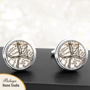 Map Cufflinks Pueblo CO Handmade Cufflinks  State of Colorado Antique Map USA City Groomsmen Wedding Party Fathers Dads Men
