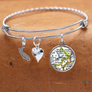Pulsera de mapa de California / Oroville CA / pulsera de encanto / joyería de mapa vintage / regalo de dama de honor / cumpleaños graduación boda regalos para ella