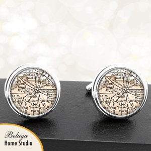Map Cufflinks Saginaw Michigan Handmade Cuff Links City State Maps MI Groomsmen Wedding Party Fathers Dads Men