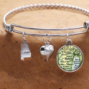Mobiele Alabama kaart Charm armband staat van AL Bangle Manchet armband Vintage kaart sieraden RVS armband