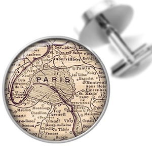 Manchetknopen Parijs Frankrijk Vintage Kaart Groomsmen Wedding Party Vaders Vaders Mannen