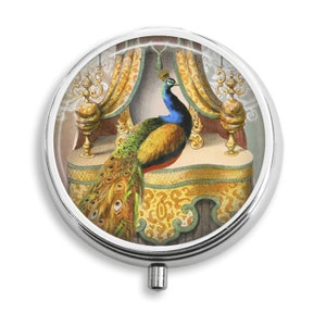 Pill Box Pill Case Peacock Chambre Royale Pill Holder Pill Container Trinket Box PillBox Vitamin Holder Medicine Box Mint Tin Gifts For Her