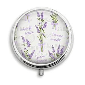Pill Box, Lavender Provence, Pill Holder Pill Container Trinket Box PillBox Vitamin Medicine Box, Mint Tin, Gifts For Her