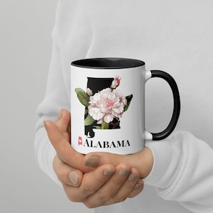 Alabama-Becher, Farbe innen, AL-Zustandsblume, Kamelie, Kaffeetasse, Trinkgefäße, Kunstbecher, AL-Karte Geschenk, Personalisierung verfügbar