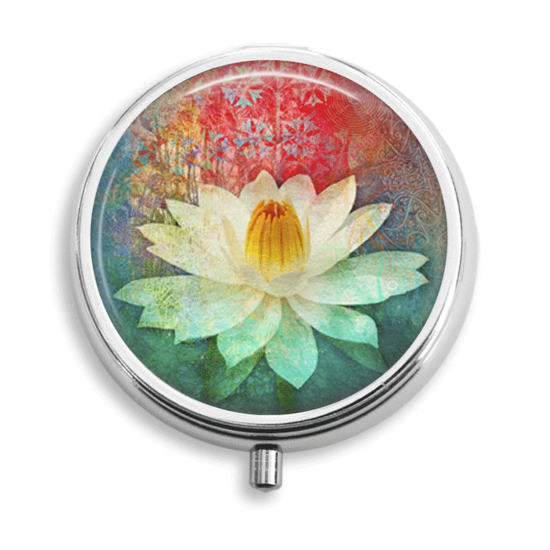 Pill Box Pill Case Lotus Flower Grunge Background Pill Holder Pill
