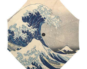 Rain Umbrella / Famous Artists Hokusai / Great Wave Of Kanagawa / Anti UV Automatic Premium Umbrella with Outside or Underside Printing
